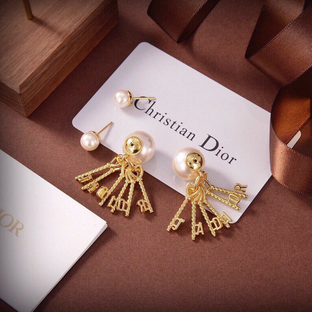 18K CD Tassel Pearls Earrings