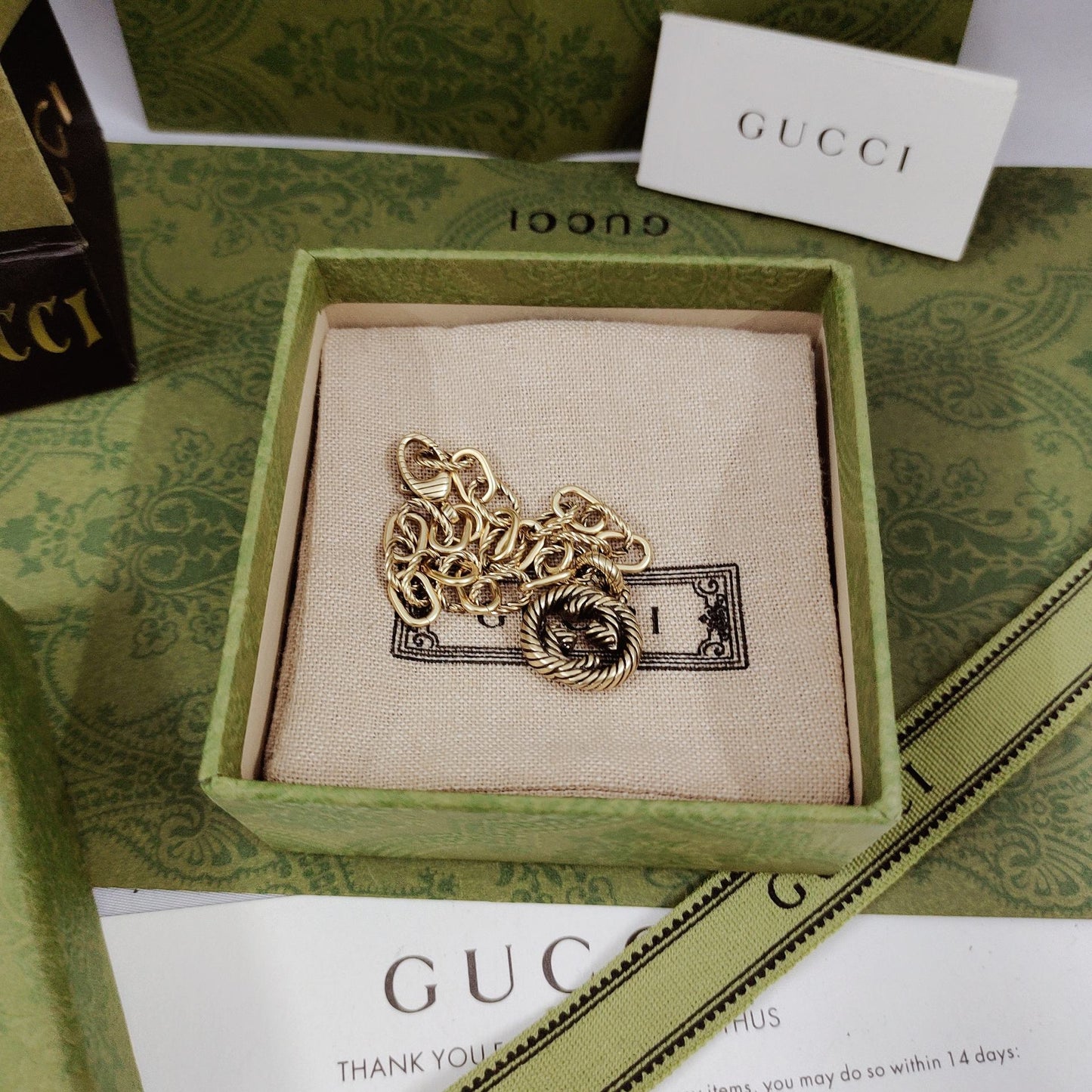 18K Double G Striped Pendant Bracelet