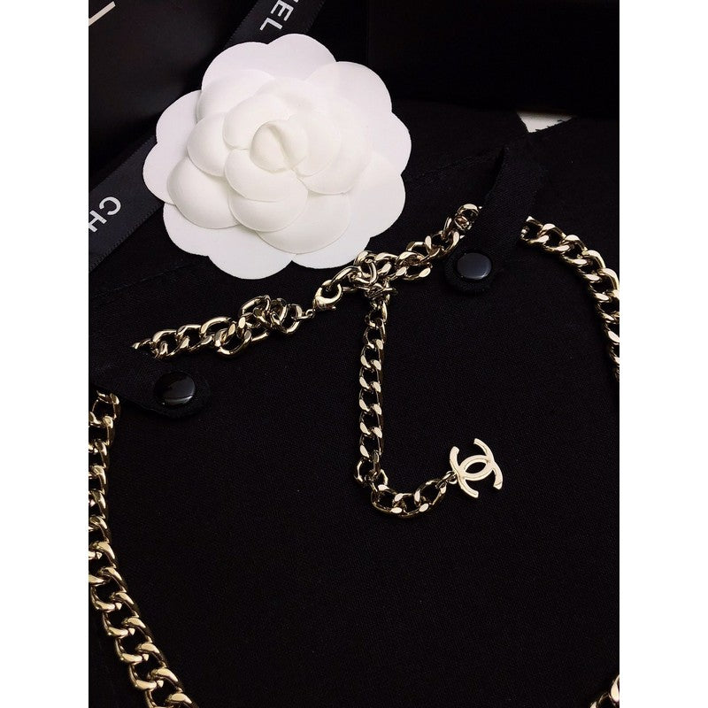 18K CC 22S Big Black Logo Necklace