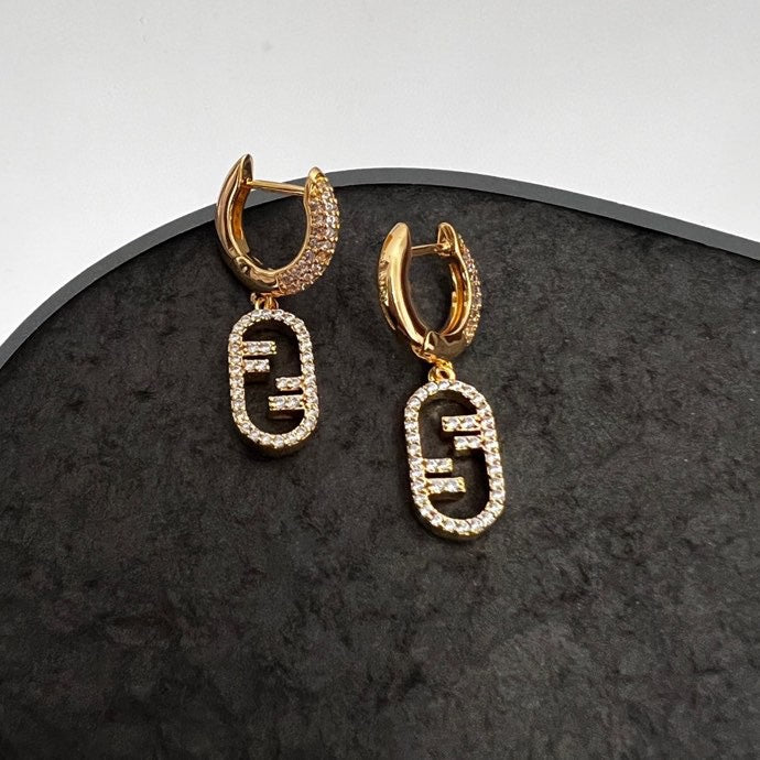 18K F OLock Earrings