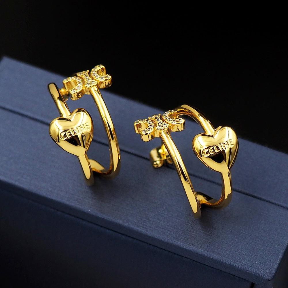 18K Triomphe Heart Earrings