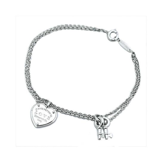 18K T Heart Tag Key Bracelet