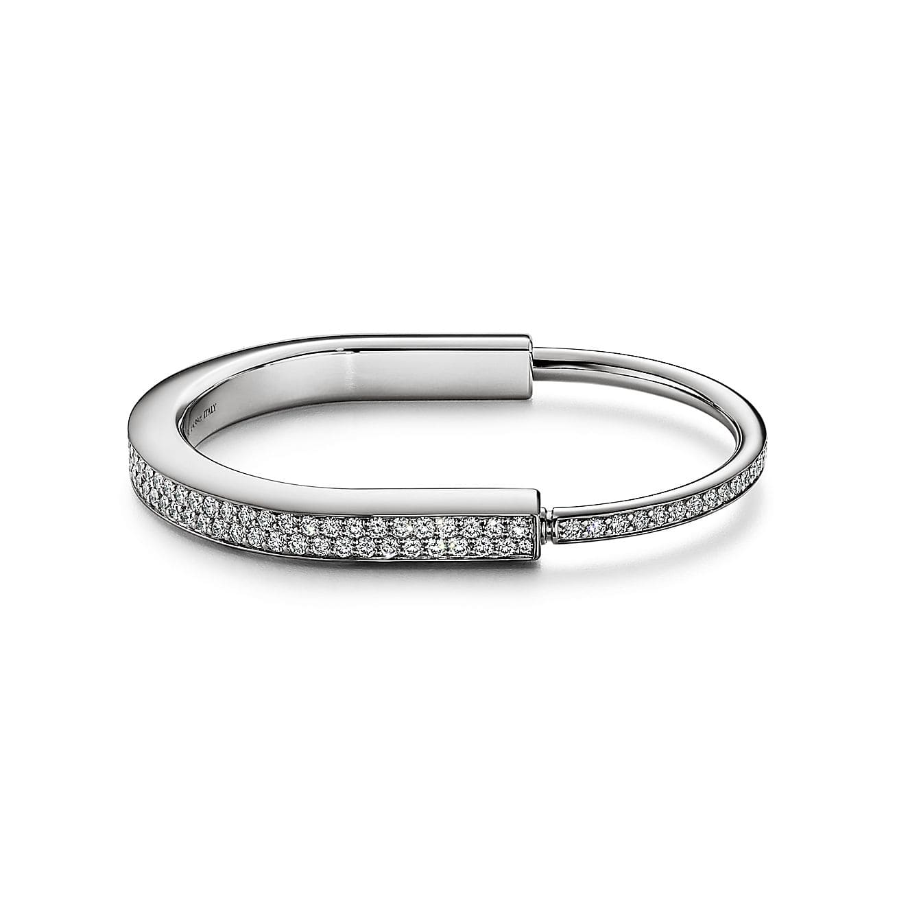 18K T Lock Bangle Full Pave Diamonds Bracelet