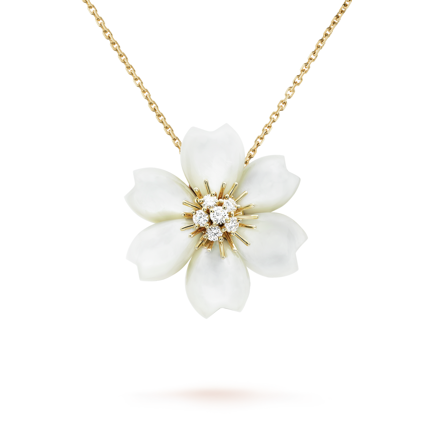 18K Rose De No?l Clip Pendant Necklace