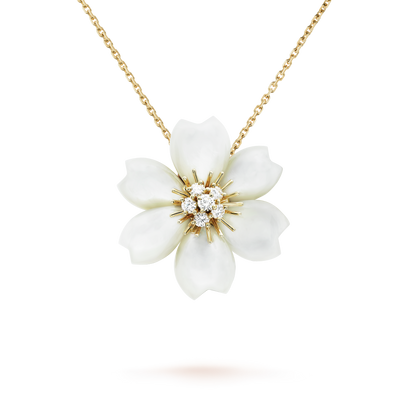 18K Rose De No?l Clip Pendant Necklace