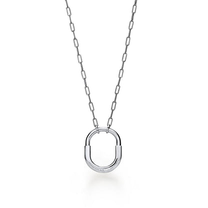 18K T Lock Pendant Pav¨¦ Diamonds Necklace