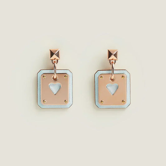 18K As De Coeur White H Earrings