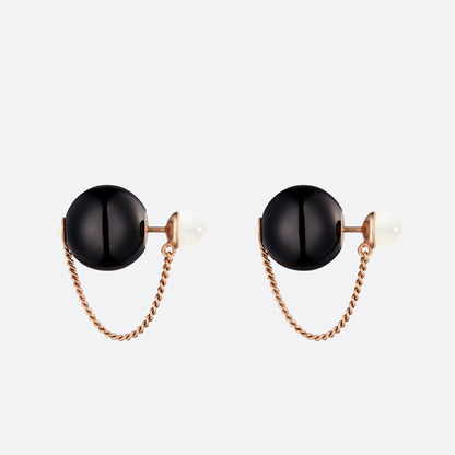 18K CD Tribales Black Resin Pearl Earrings