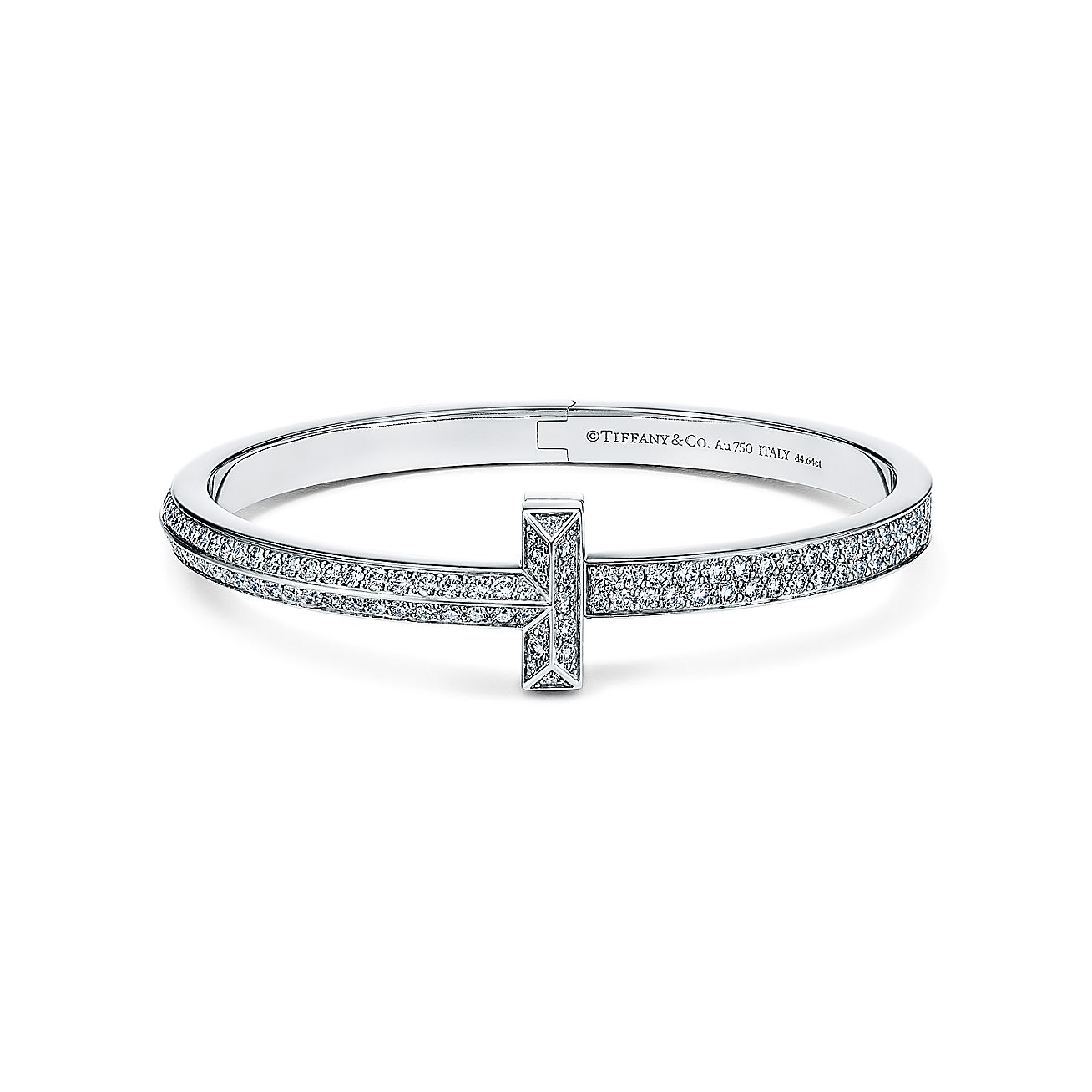 18K T1 Wide Diamond Hinged Bangle Bracelet