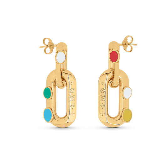 18k Louis x YK LV Edge Painted Dots Earrings