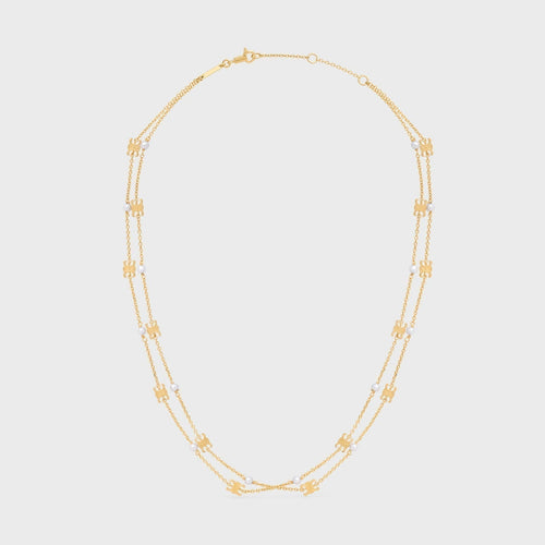 18K Celine Triomphe Pearl Double Necklace
