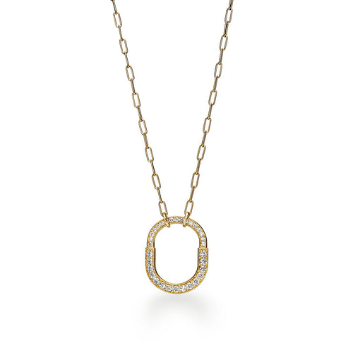 18K T Lock Pendant Pav¨¦ Diamonds Necklace