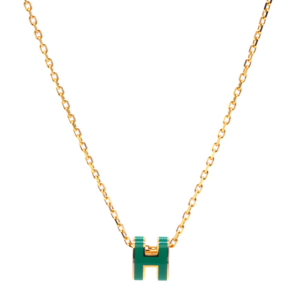 18K Mini Pop H Green Necklace