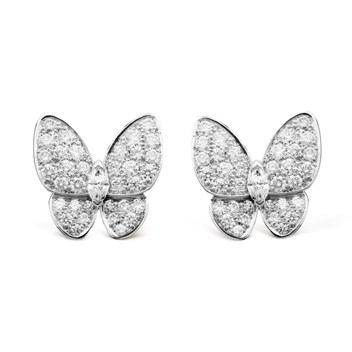 18k Van Cleef & Arpels Two Butterfly Diamonds Earrings