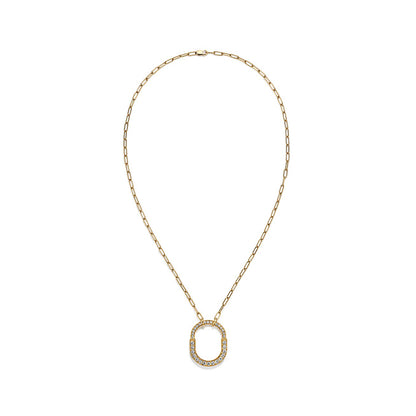 18K T Lock Pendant Pav¨¦ Diamonds Necklace