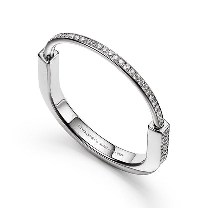 18K T Lock Bangle Full Pave Diamonds Bracelet