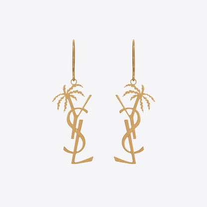 18K Saint Monogram Palmier Statement Earrings
