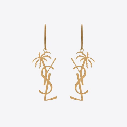18K Saint Monogram Palmier Statement Earrings