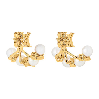 18K Louis Monogram Pearls Earrings