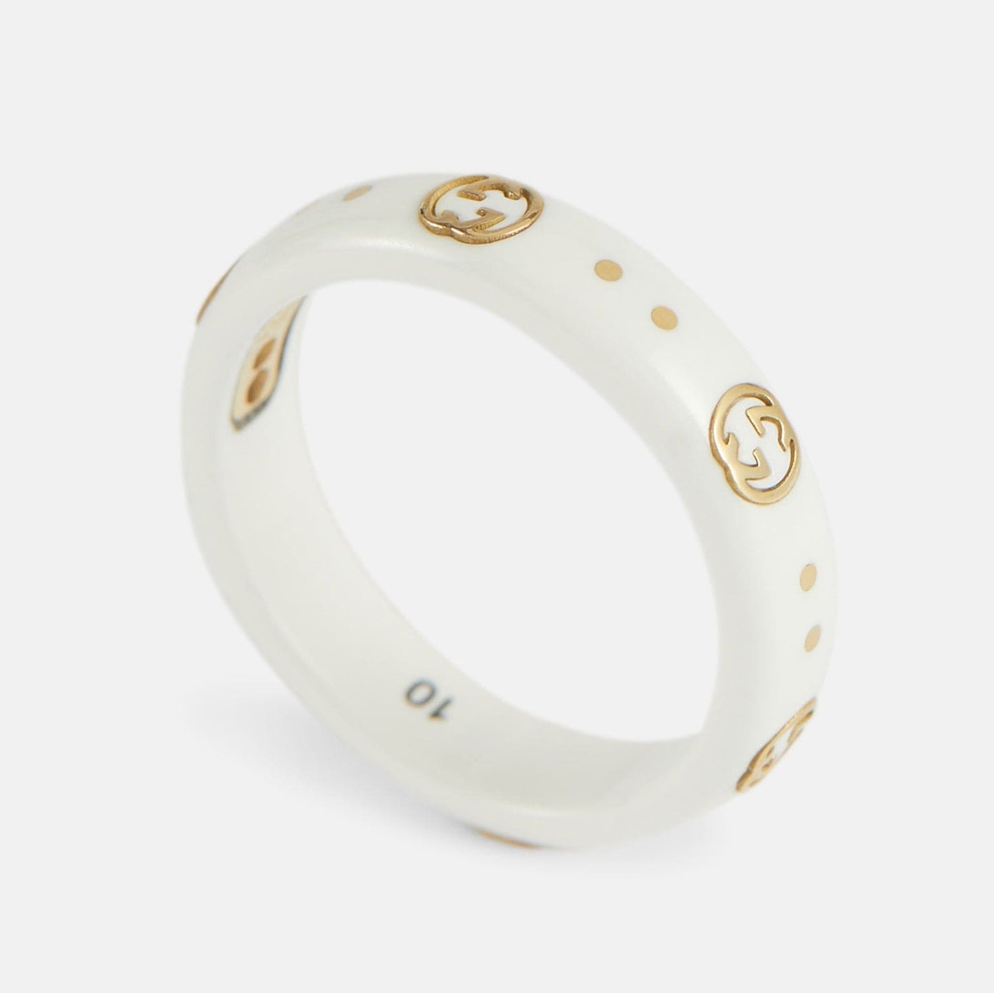 18K Double G Icon White Zirconia Ring