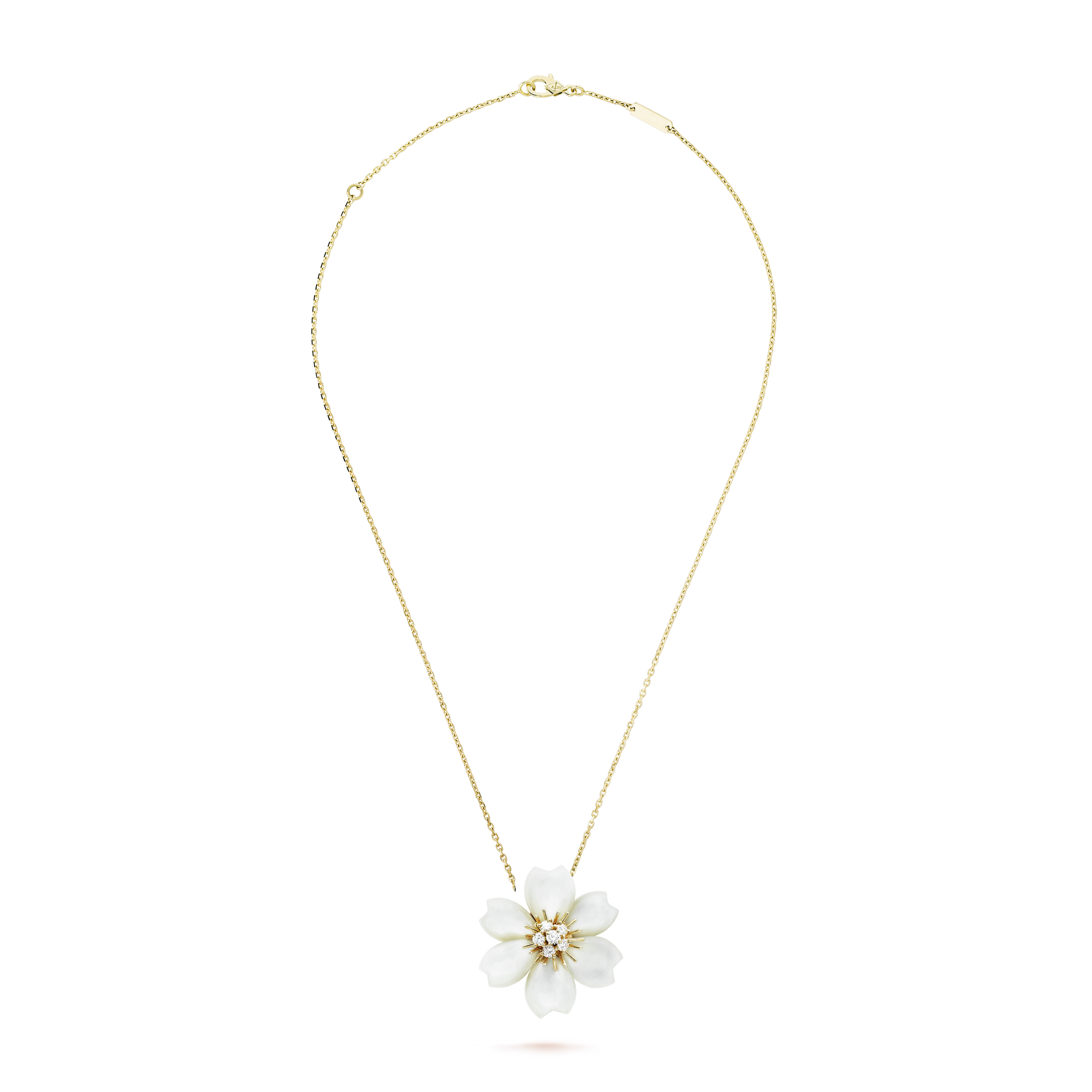 18K Van Cleef & Arpels Rose De No?l Clip Pendant Necklace