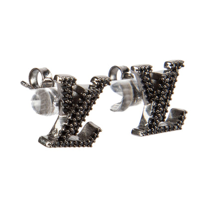 18K Louis Iconic Black Crystal Stud Earrings