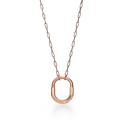 18K T Lock Pendant Pav¨¦ Diamonds Necklace