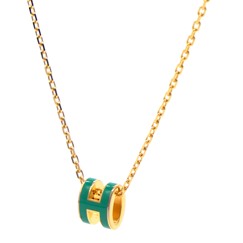 18K Mini Pop H Green Necklace