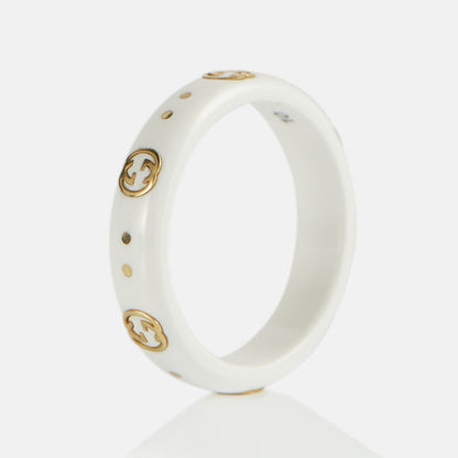 18K Double G Icon White Zirconia Ring