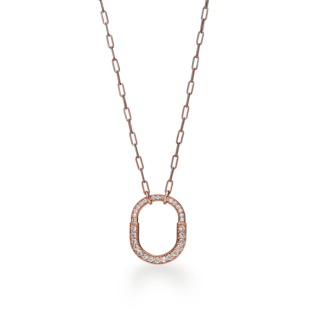 18K T Lock Pendant Pav¨¦ Diamonds Necklace