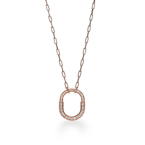 18K T Lock Pendant Pav¨¦ Diamonds Necklace
