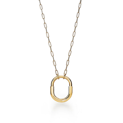 18K T Lock Pendant Pav¨¦ Diamonds Necklace