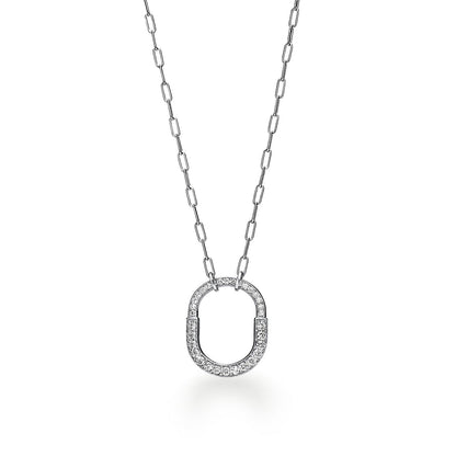 18K T Lock Pendant Pav¨¦ Diamonds Necklace