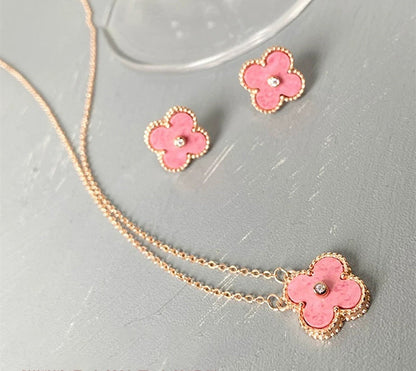 Pink Diamond Clover Necklace