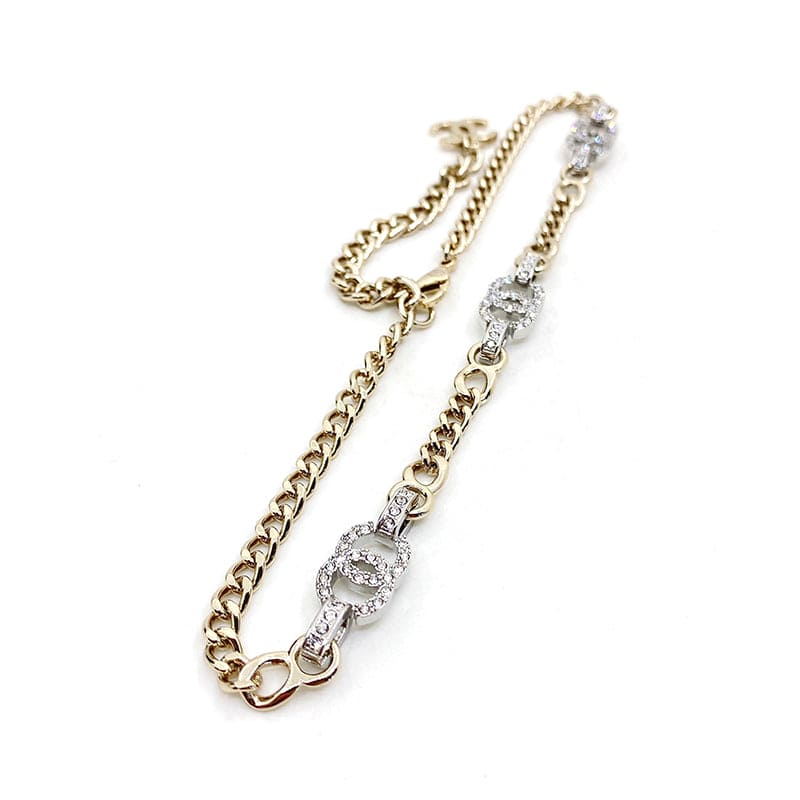 18K Crystal CC Chain Links Choker Necklace