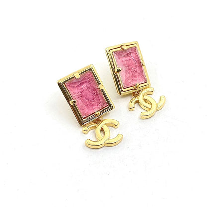 18K Crystal CC Drop Pink Earrings