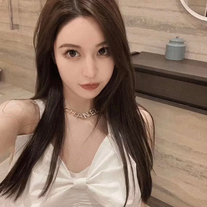 18K CC Crystal 90's Icon Logo Necklace