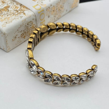 18K CD Vintage Crystal Cuff Bracelet