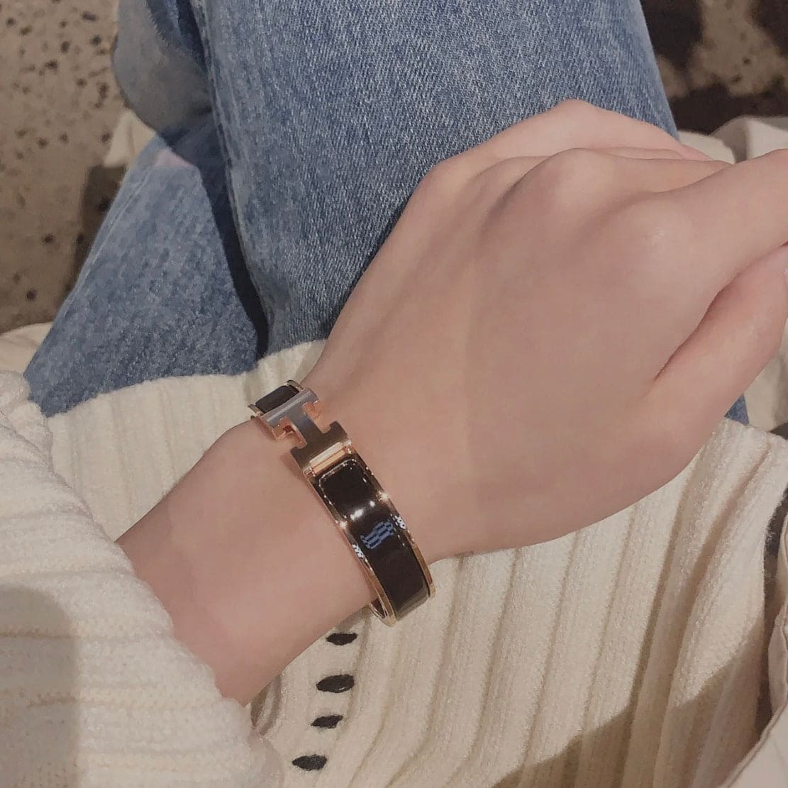 18K Clic H Black Bracelet