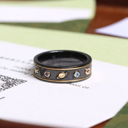 18K Double G Icon With Gemstones Corundum Ring