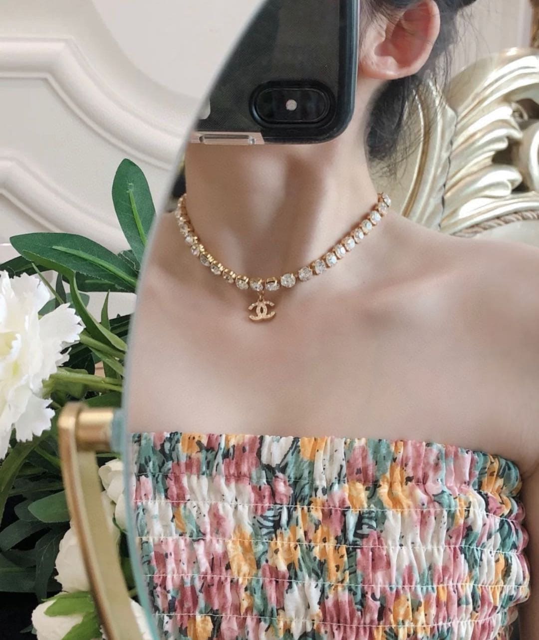 18K CC Crystals Chain Necklace