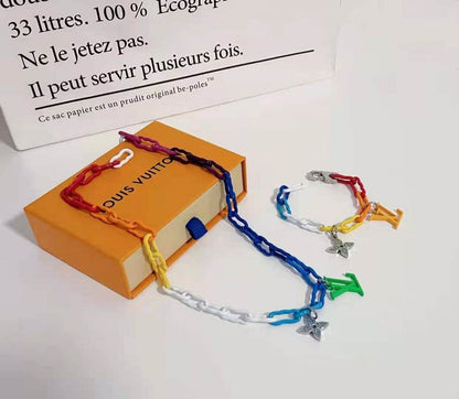 18K Louis Rainbow Ceramic Chain Necklace