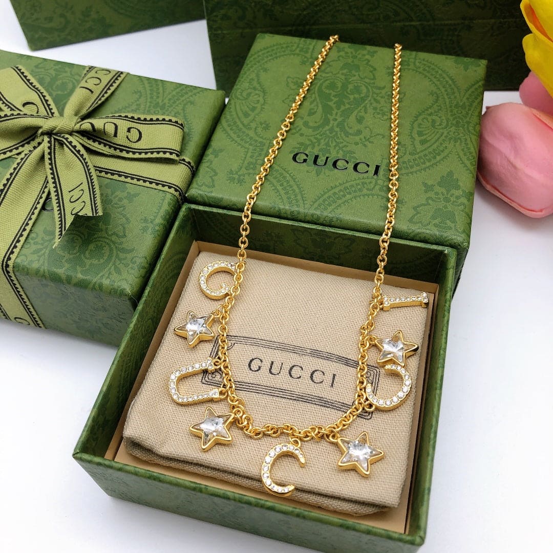 18K Double G Script Necklace