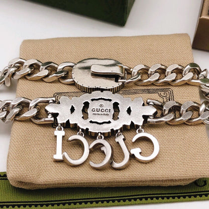 18K Double G Script Diamonds Necklace