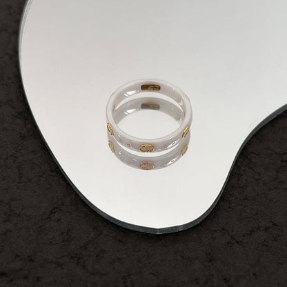 18K Double G Icon White Zirconia Ring