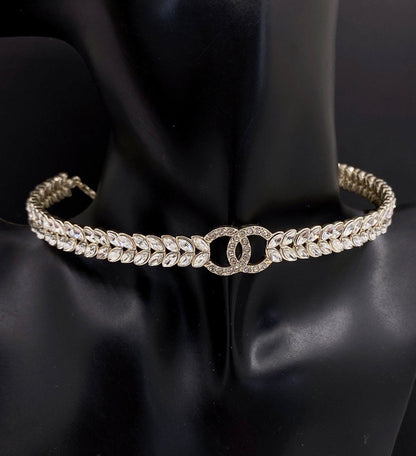 18K CC Chain Choker Diamonds Necklace