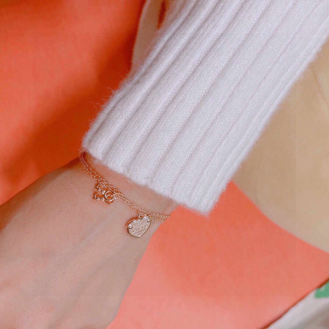 18K T Heart Tag Key Bracelet
