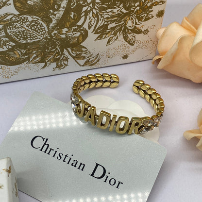 18K CD Crystal Open Cuff Bracelet