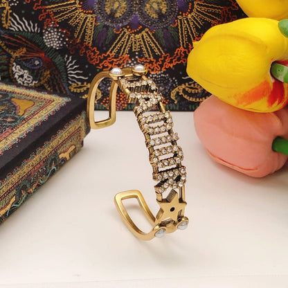 18K CD J¡¯adior Open Cuff Crystals Bracelet