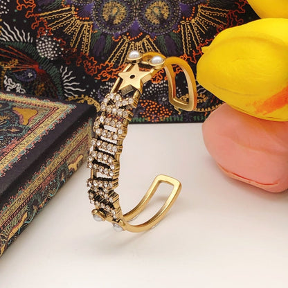 18K CD J¡¯adior Open Cuff Crystals Bracelet